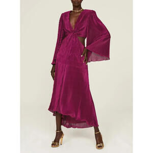 Ramy Brook 'Kimberly' Cut Out Plisse Hi-Lo Midi Dress w/ Bell Sleeves- Sz MED